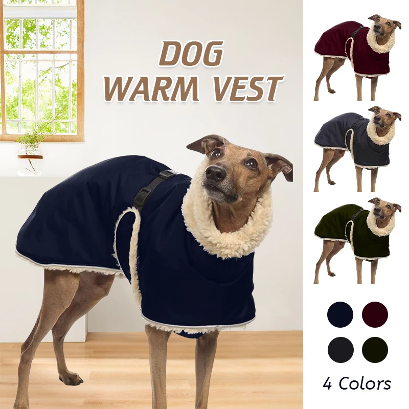 Giacca per cani foderata in pile Greyhound inverno vestiti per cani caldi Pullover giacca per cani spessa impermeabile maglione con collo alto per