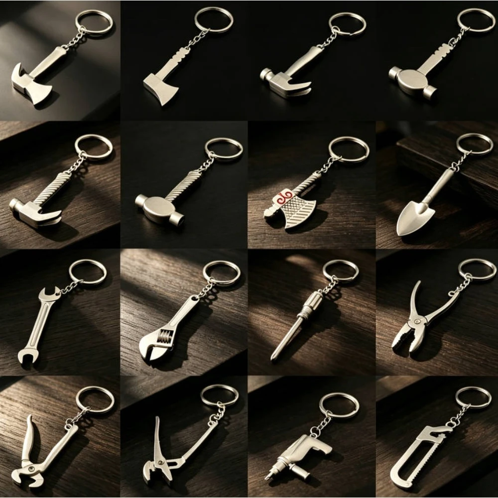 

Metal Tool Keychain Mini Simulation Sheep Horn Hammer Wrench Solid Gift Adjustable Keyring Pendant Creative Gift Men Accessories
