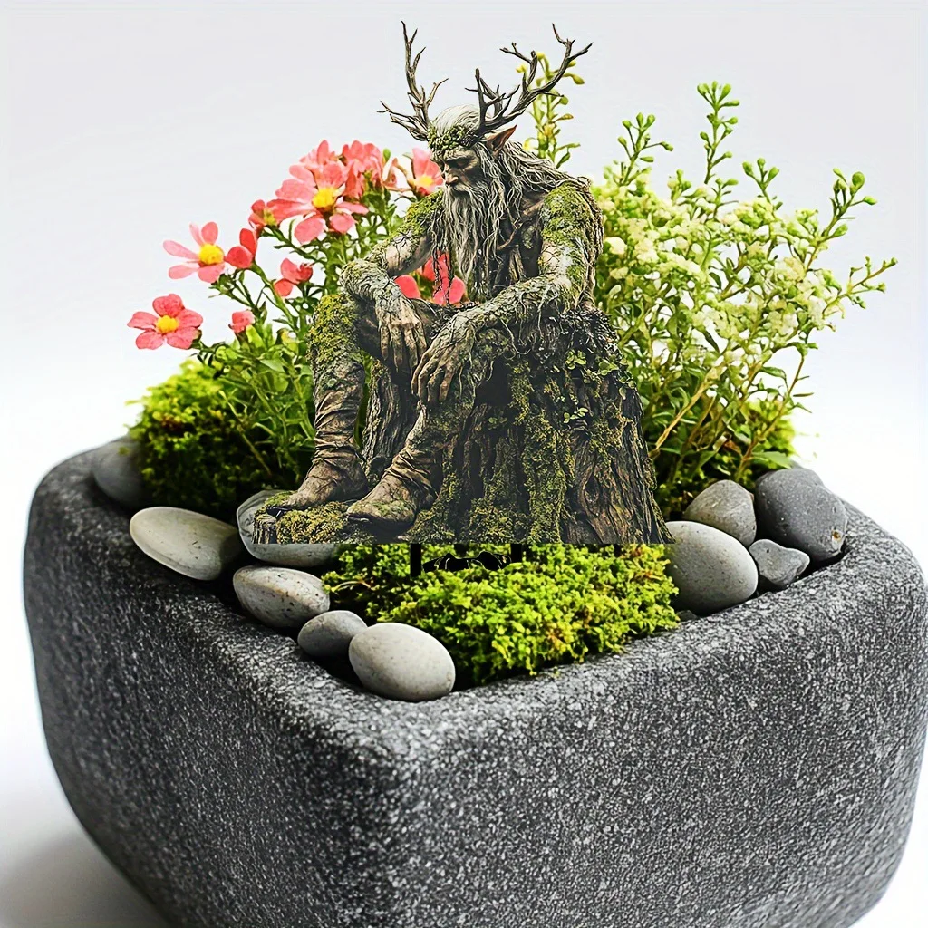 2D садовые колья, дерево, эльф, знак двора, акриловая вставка, водонепроницаемый уличный декор для газона, декоративные садовые колья, зеленый декор