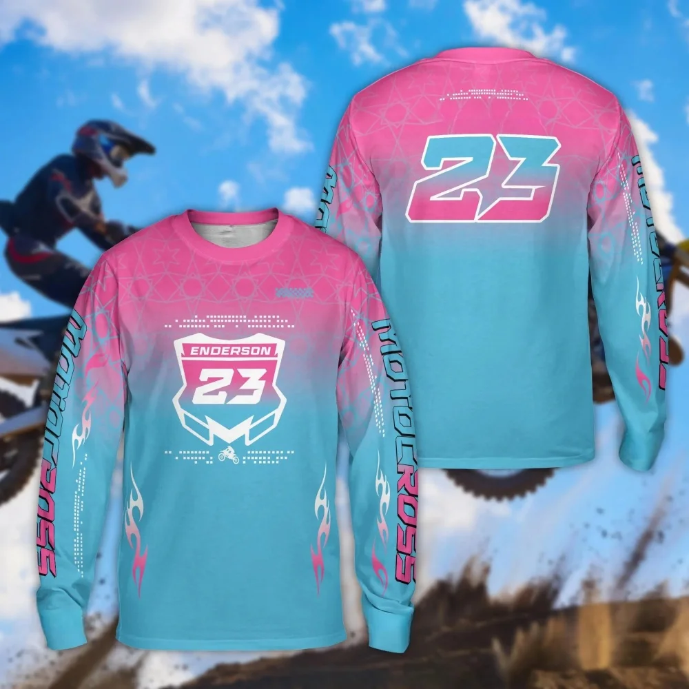 Men's Outdoor Sports Long-sleeve T-shirt Motocross Style with 23 Number & Logo for Riding Training Daily Casual Wear view 4