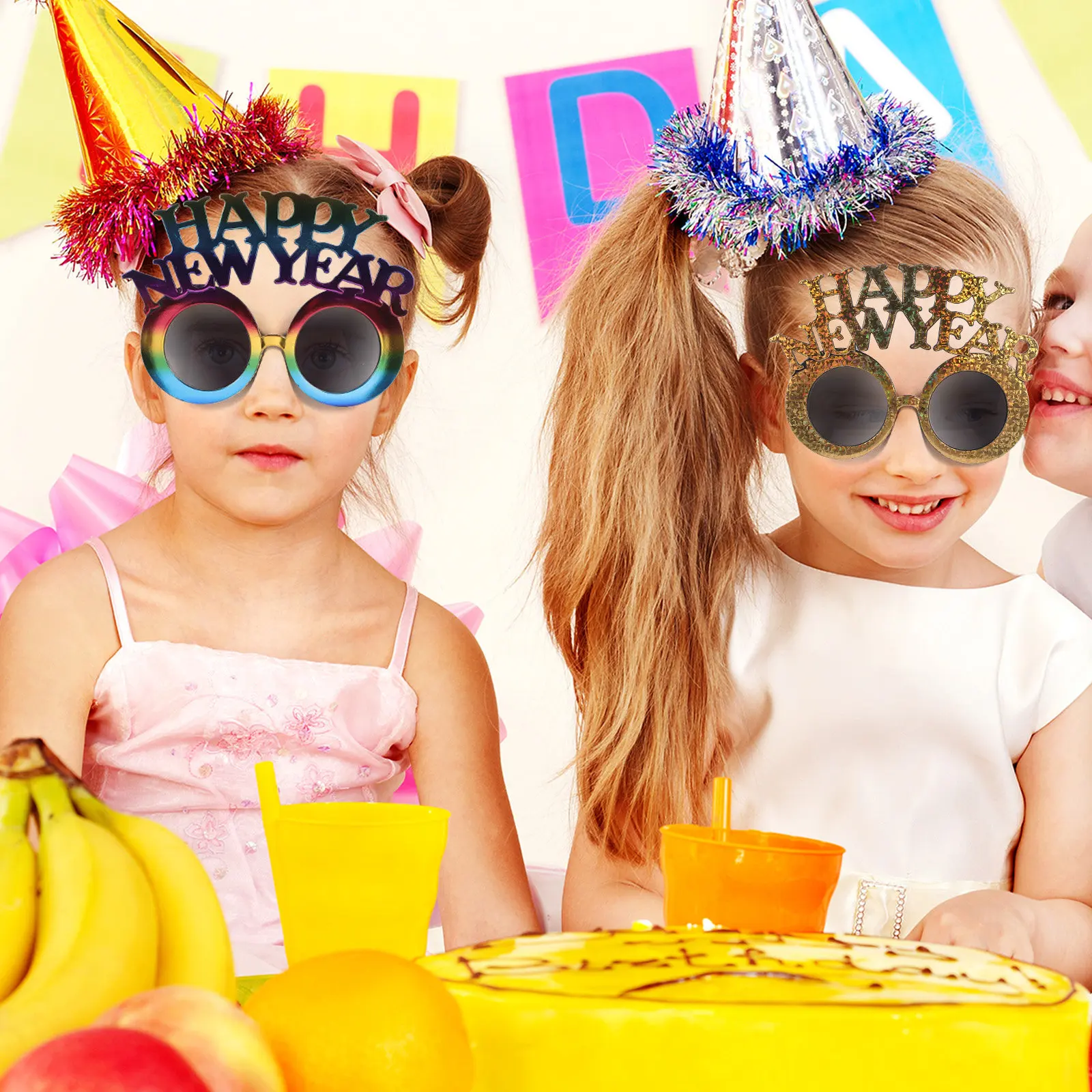 

3pcs Novelty Plastic Glasses for Adults Kids New Year Party Photo Prop Creative Eyewear Festive Accessories Lightweight Durable