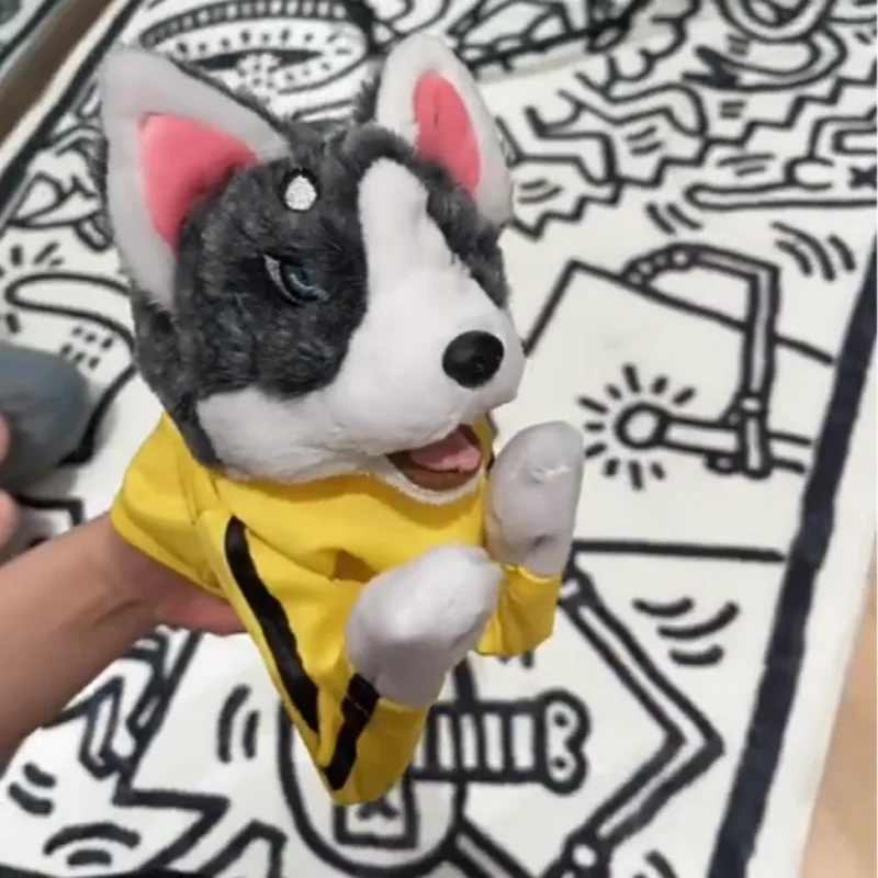 Husky Cartoon Boxing Dog Plush Toys Children Interactive Doll Creative Toys Vocalize Plush DOll For Kids Gift