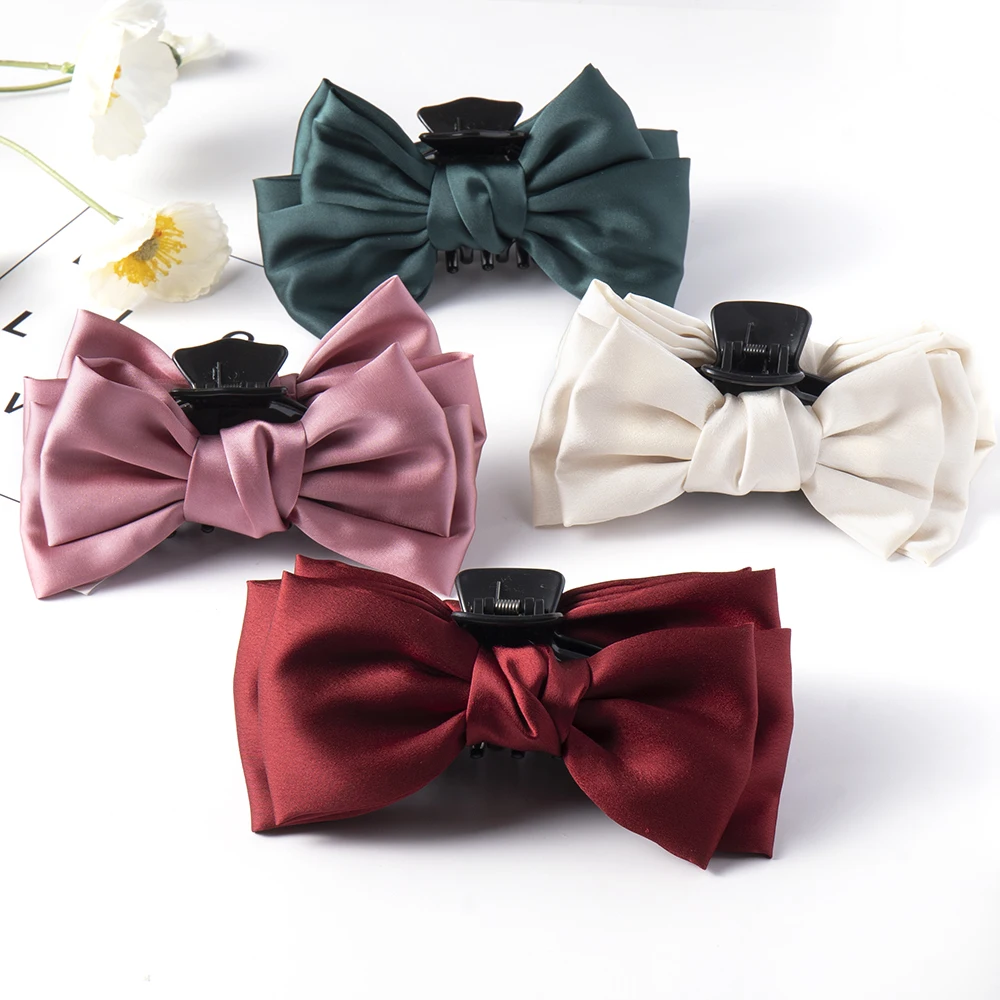 Korea Sweet Double Sided Big Bow Hair Claws Barrettes Women Bowknot Shark Hair Clip Clamp Girl Hairpin Headwear Hair Accessories