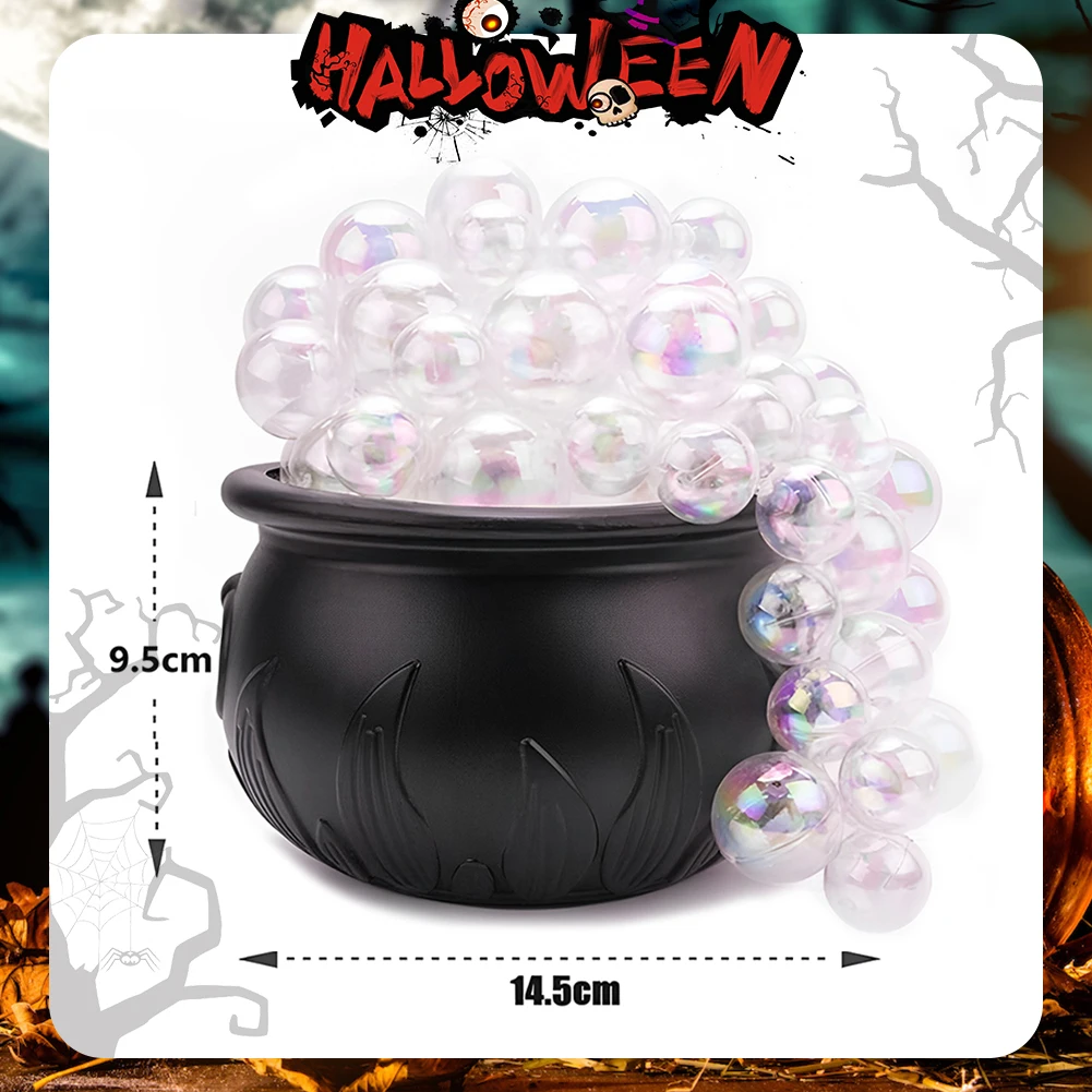 ตกแต่งฮาโลวีนในร่ม, DIY Bubbling Cauldron ชุด 25 ทรงกลมโปร่งใส, ชามพลาสติกสีดํา Hocus Pocus Party Decor