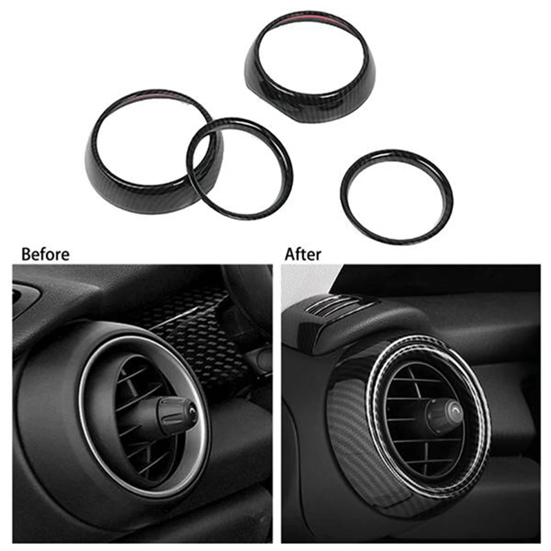 Car Carbon Fiber Dashboard Side Air Vent Ring Outlet Frame Cover Trim Spare Parts For Mini Cooper One S JCW F55 F56 F57