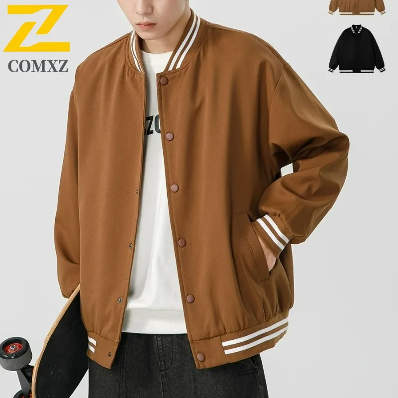 

Роскошная мужская куртка COMXZ 2025, прочные пальто для езды на велосипеде на открытом воздухе, высококачественная легкая осенняя ветровка с бейсбольным воротником