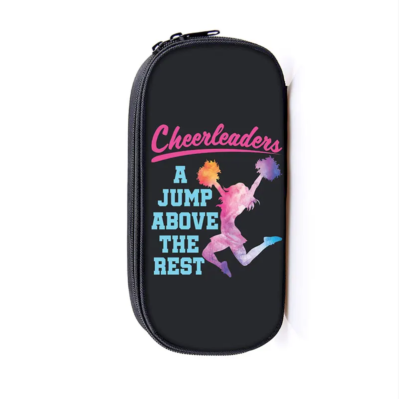 Cheerleading Girls Print Cosmetic Cases Pencil Bag Cute Cheerleader Stationary Bag Women Pencil Box School Case Supplies