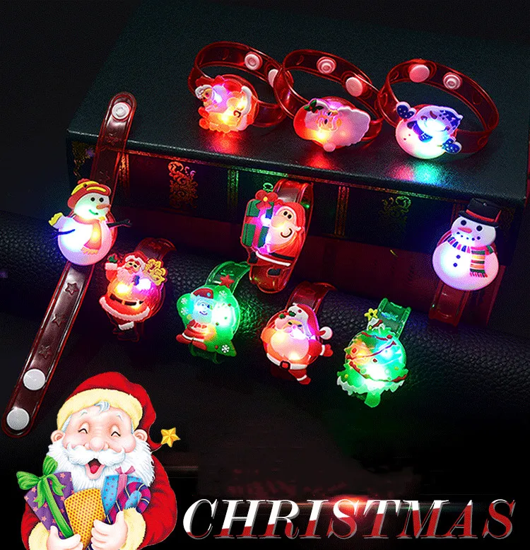 24 Pack Christmas LED Light Bracelets Party Favors For Kids,Glow in The Dark Party Supplies Glowing Wrist Strap Bracelets Gifts