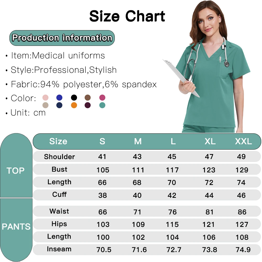 New Hospital Scrubs Sets Nurse Accessories Medical Clothing for Women Men Dental Clinic Work Uniforms Beauty Salon Spa Workwear