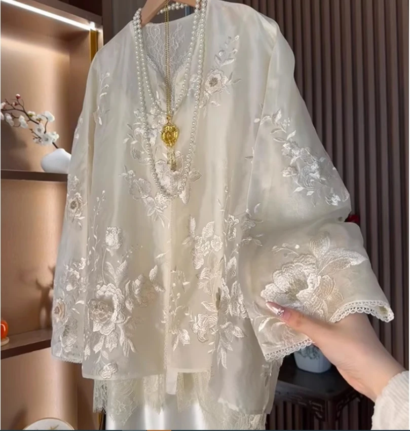 

Платье в китайском стиле с крутой рубашкой в стиле дзен, новый стиль лета 2024, элегантный и атмосферный жаккардовый топ.