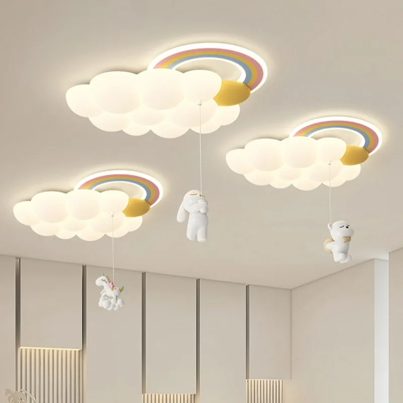 Nordic Designer Rainbow Ceiling Lamp for Children's Bedroom Study Nursury Room Art Home Decor Appliance Cute Lighting Fixture