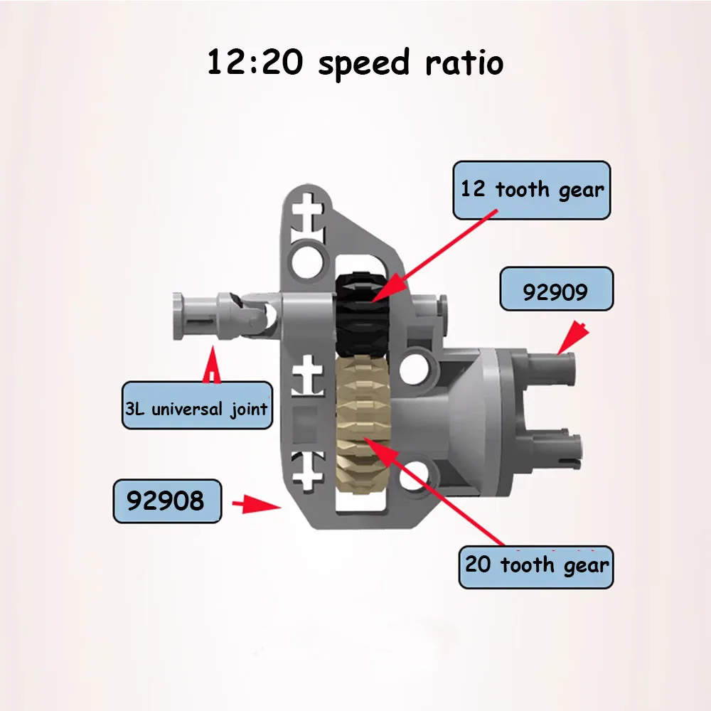 Suspension Drive Technology DIY Building Blocks Compatible 4Pcs MOC Technical Parts 92908 12:20 Speed Ratio
