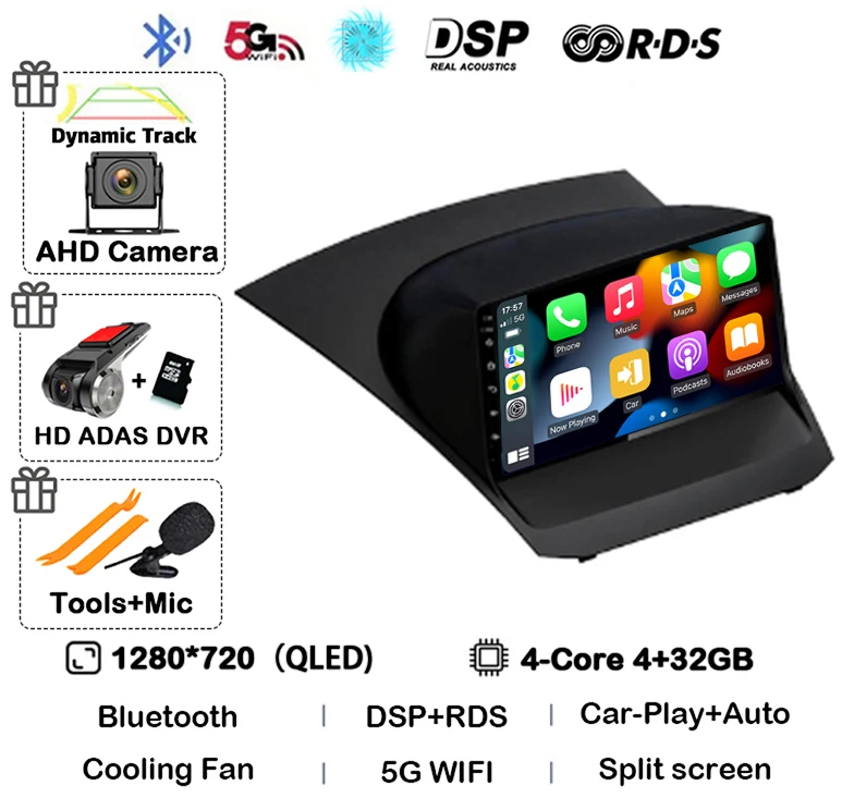 Android 16 Carplay Auto voor Ford Fiesta Mk 6 2009 2010 2011 2012 2013 2014 - 2018 Multimedia autoradio speler WiFi+4G DSP GPS 2DIN