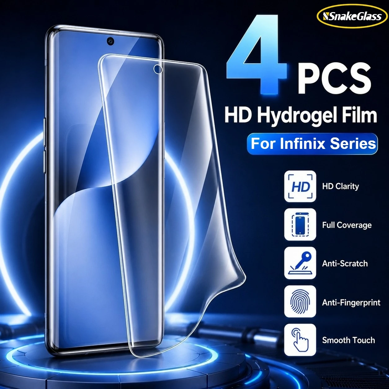 4 Stück HD Hydrogel-Folie für Infinix Note 60 50 40 30 Pro Plus Hot 60 50 40 30 GT 30 20Pro Zero 30 Displayschutzfolie Weiche Klare Folie