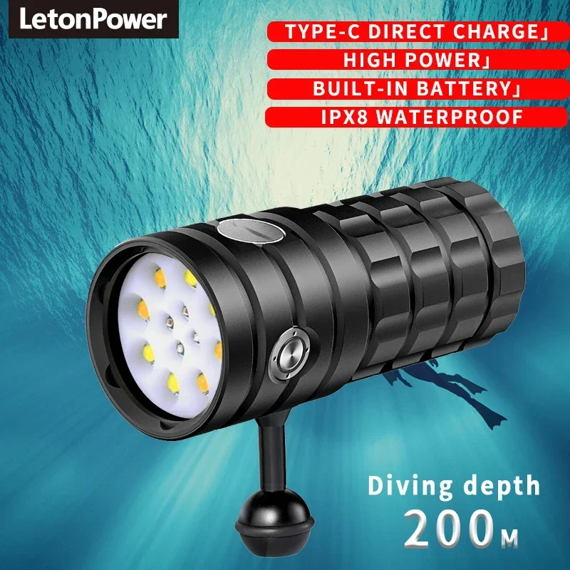 13000 Lumens 100m Submersible Video Lighting Underwater LED Video Light Waterproof Undersea Camera Lighting