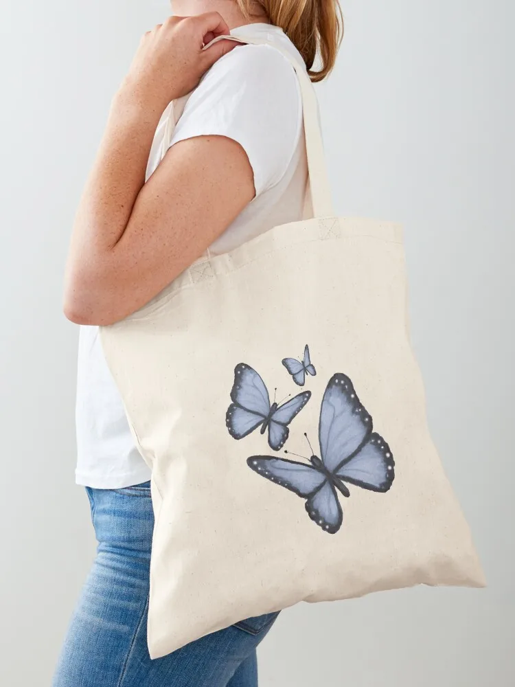 Blue Butterflies, Blue Butterfly Trio, Wildlife Art Tote Bag tote bag men great bag canvas bags Women's shopper