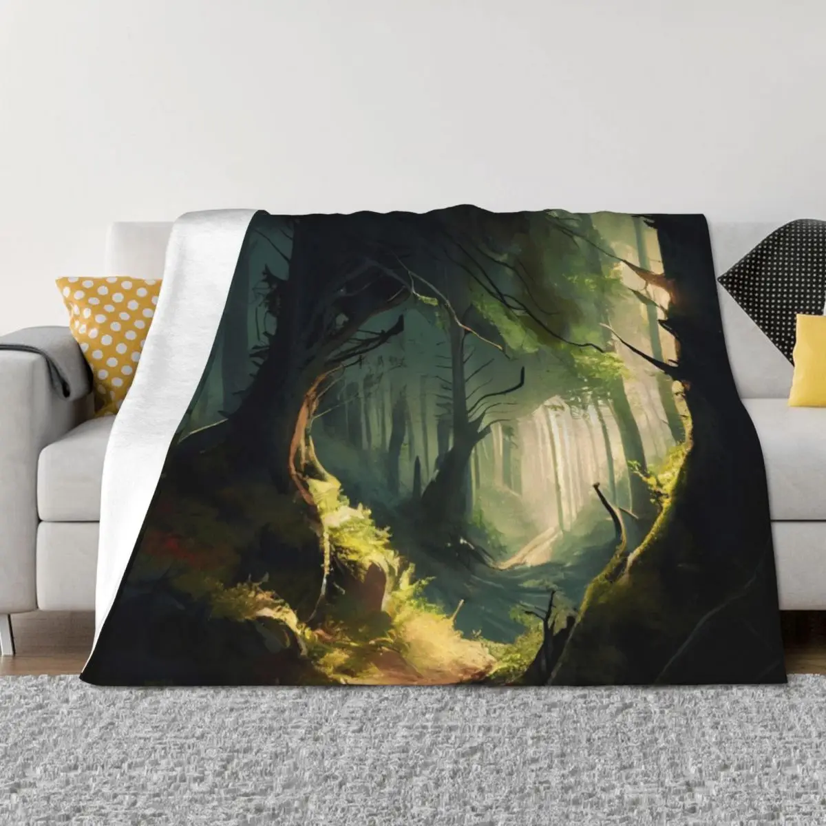 

The Sunlit Forest Throw Blanket warm for winter Sofa Quilt Stuffeds Blankets