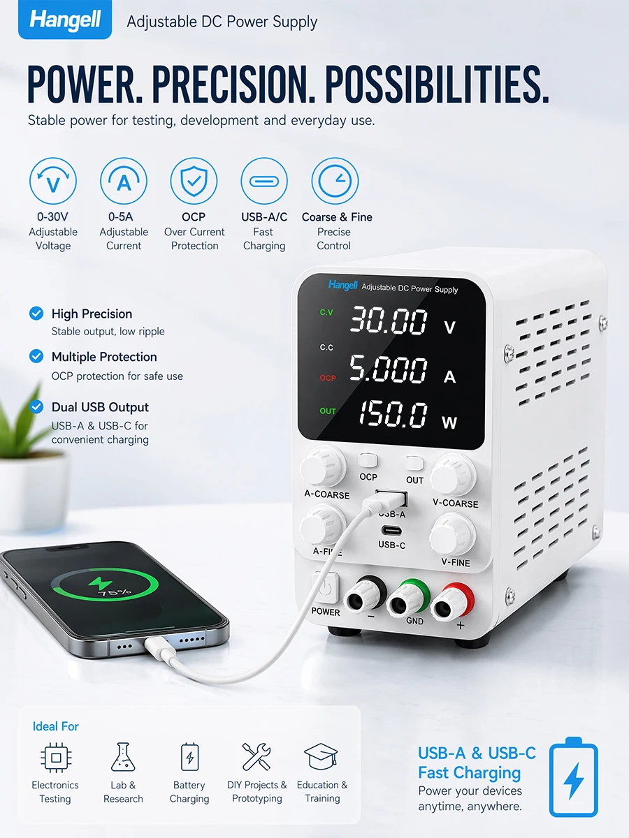 DC Laboratory Power Supply Adjustable Bench Lab Power Supply 30V10A 60V5A 120V3A Variable Voltage Current Stabilizer Regulator - view 5