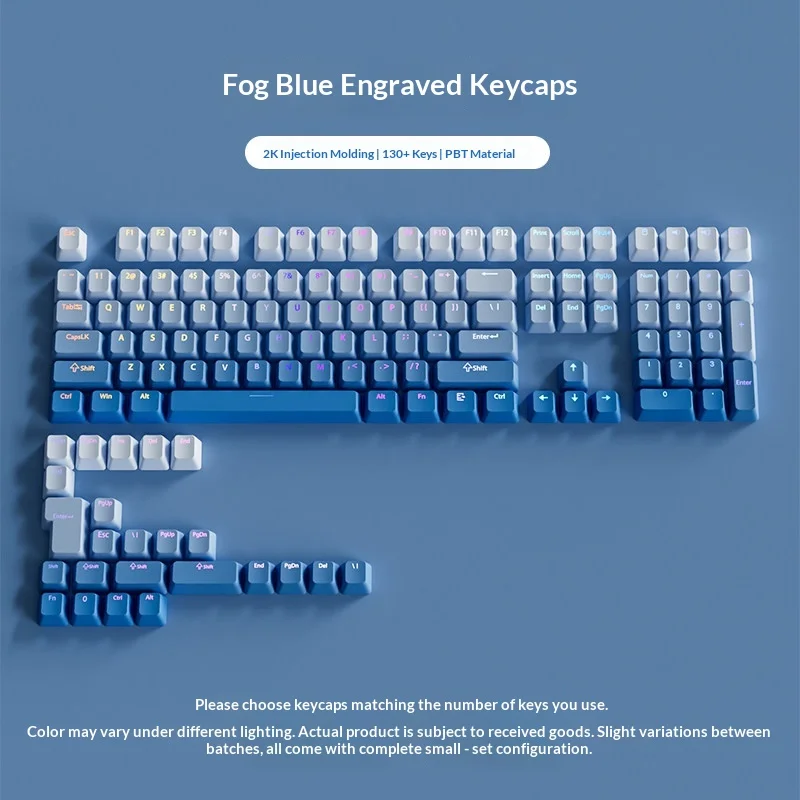 PBT Gradient Backlit Keycaps OEM Height 130 Keys Custom Set For Mechanical Gaming Keyboard