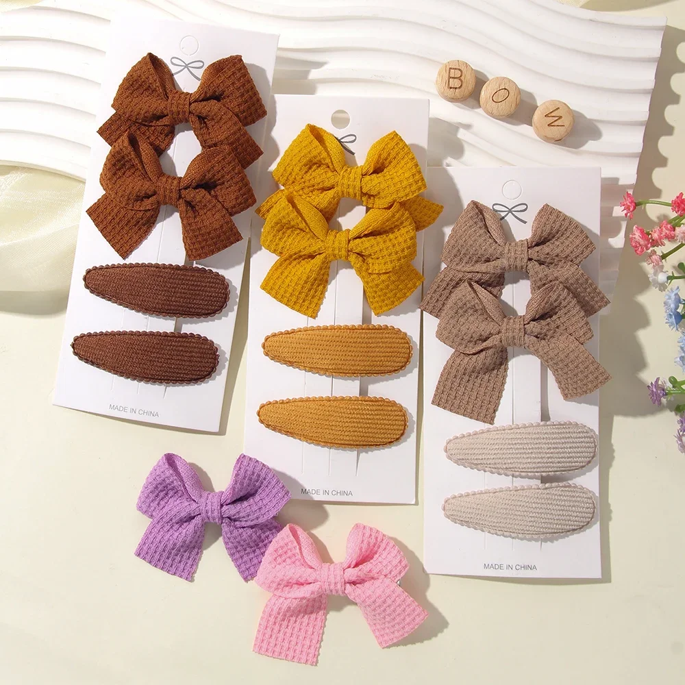 4 pçs/cartão bonito artesanal cor sólida náilon seguro bb clipe de cabelo borboleta menina amigável franja grampo de cabelo crianças presente