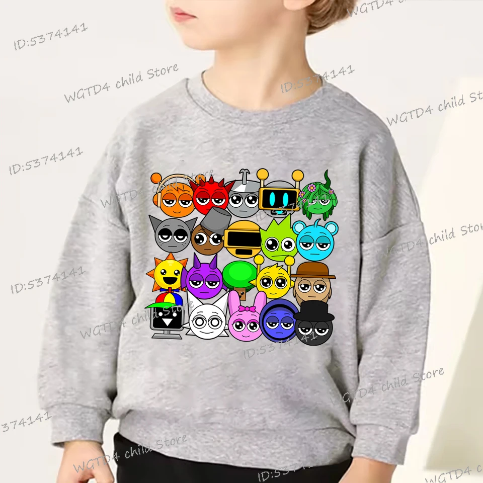 Neues Sprunki Sweatshirt Kinder Lustiges Incredibox Spiel Y2K Sudadera Jungen Mädchen Cartoon Sprunki Figurendruck Anime Kapuzenpullover