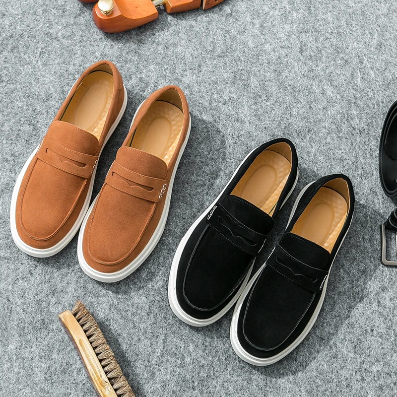 

Casual men business vulcanized shoes black brown lightweight comfortable breathable driving travel shoes social shoes