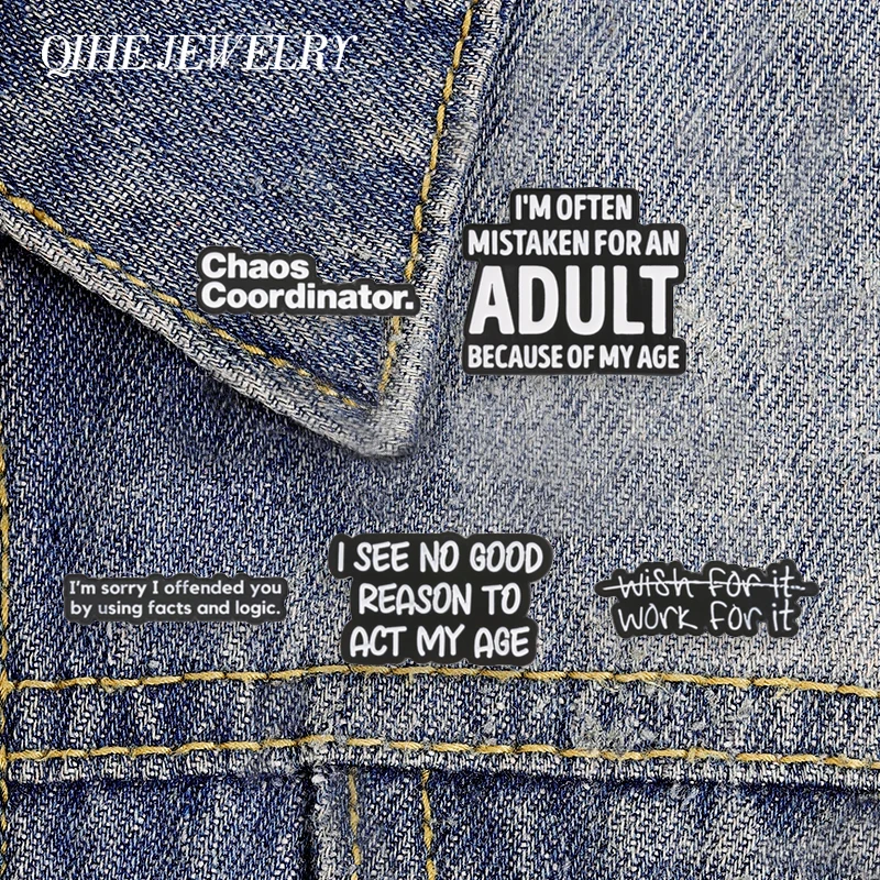 Sorry I Offended You By Using Facts & Logic Enamel Pins Sarcastic Self Deprecating Quotes Chaos Coordinator Brooch Badge Jewelry