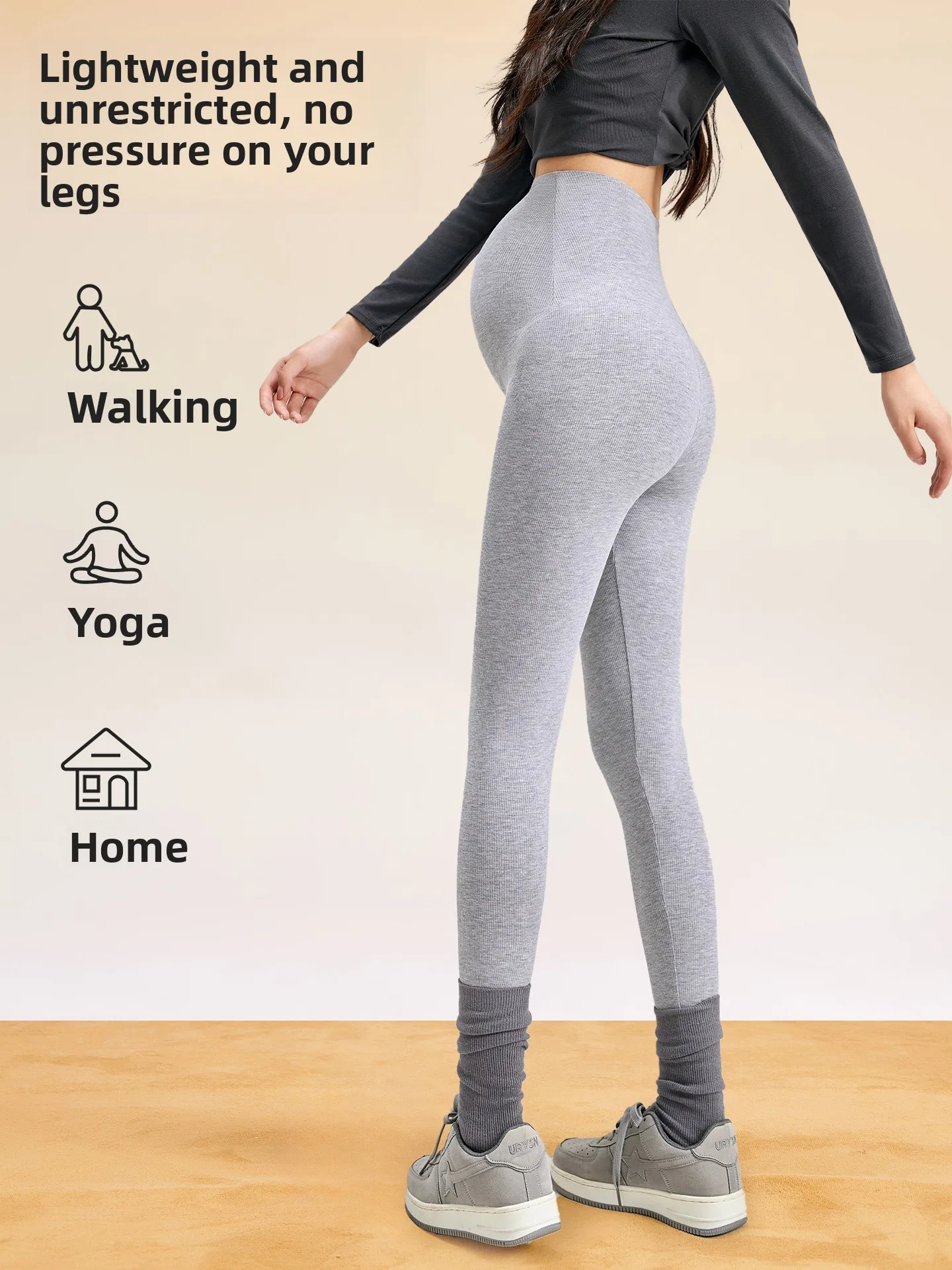 กางเกงโยคะเอวสูง Materni สวมใส่สบาย รองรับหน้าท้อง เหมาะสำหรับใส่เป็นเสื้อนอก ฤดูใบไม้ผลิ ฤดูใบไม้ร่วง ผ้าผสมฝ้าย กางเกงขายาวสำหรับผู้หญิง