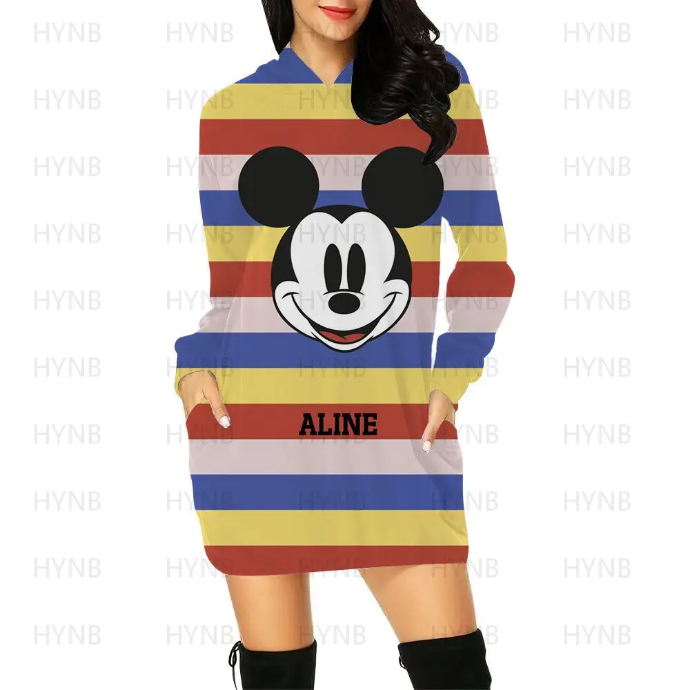 

Hoodie Elegant Women's Dresses for Party 2022 Long Sleeves Y2k With Hood Dress Sweater Dress Luxury Disney Mickey Minnie Mouse