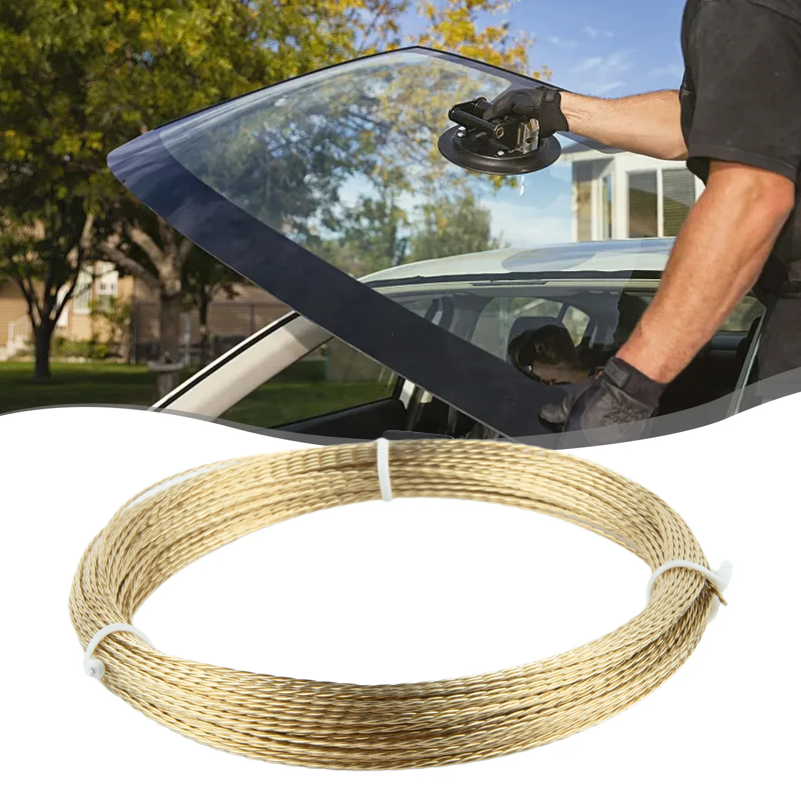 Car Windscreen Glass Cutting Wire 22m Length 0.8mm Diameter with 3 Steel Wires Designed for Polyurethane Removal on Vehicles