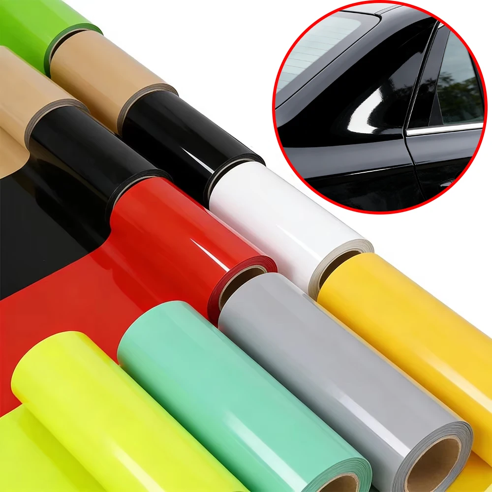 Auto-Folierung PET Glänzende Vinylfolie Aufkleber DIY Selbstklebende Autoaufkleber Motorrad-Dekor Zubehör 0,1M/0,2M/0,3M/0,4M/0,5M Breite