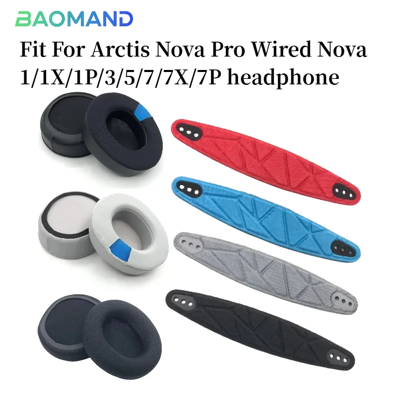 

1 set Replacement Earpads Headband for Arctis Nova Pro Wired Nova 1/1X/1P/3/5/7/7X/7P Headphones Memory Foam Ear Cushion Cover