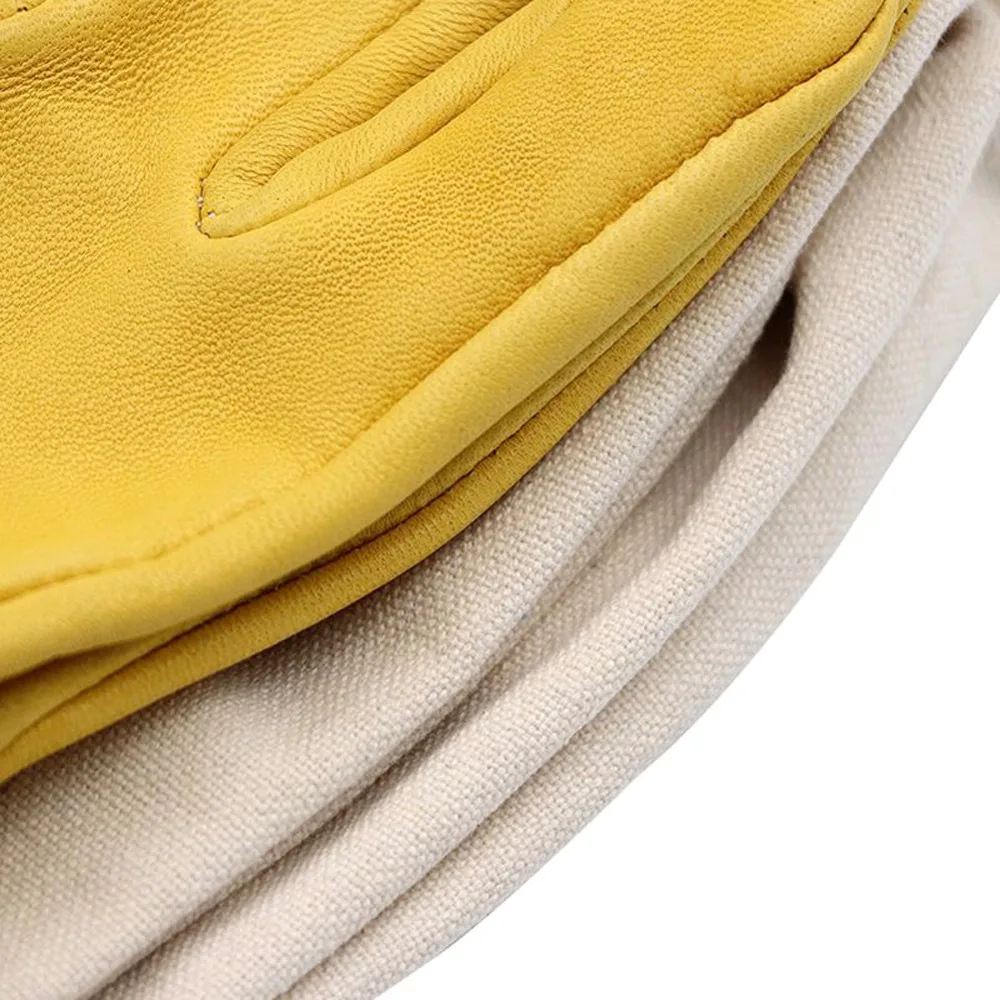 3 Pairs Professional PU Leather Beekeeping Gloves Ventilated Canvas Yellow Gardening Gloves XXL Thick Protected Long Gloves