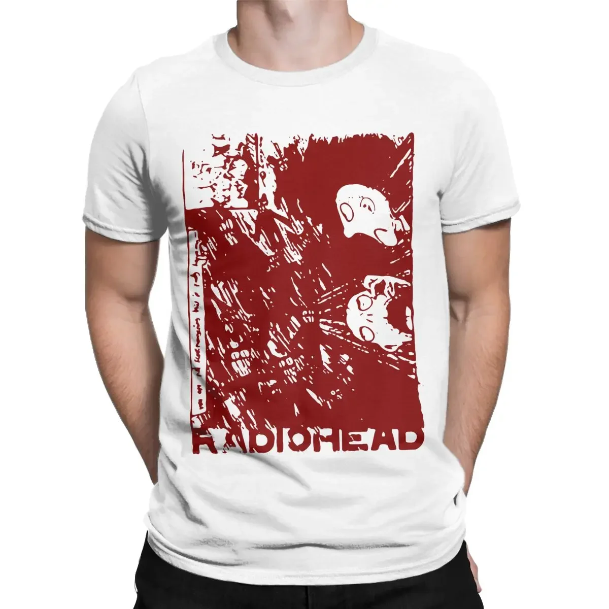 Radiohead T-Shirts for Men Funny Pure Cotton Tees Round Neck Short Sleeve T Shirts Birthday Present Tops Short Sleeve Summer