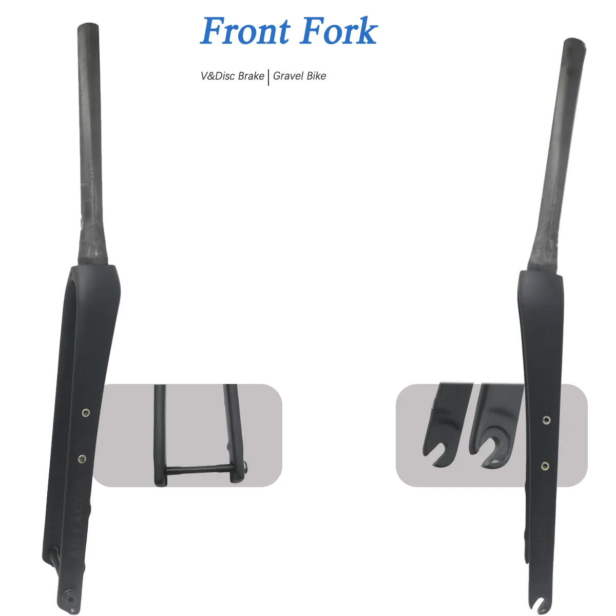 

Carbon Fiber Gravel Road Bike Fork, Tapered Steerer Full Internal Routing, With or Without Thru Axle