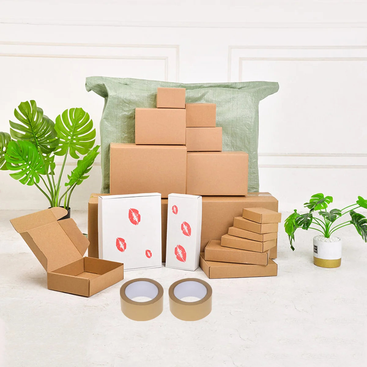 

5pcs Kraft Paper 50Mm 25M Long Solid Color Decorative Gift Wrapping Tape For Diy Crafts Stationery Packaging Strong