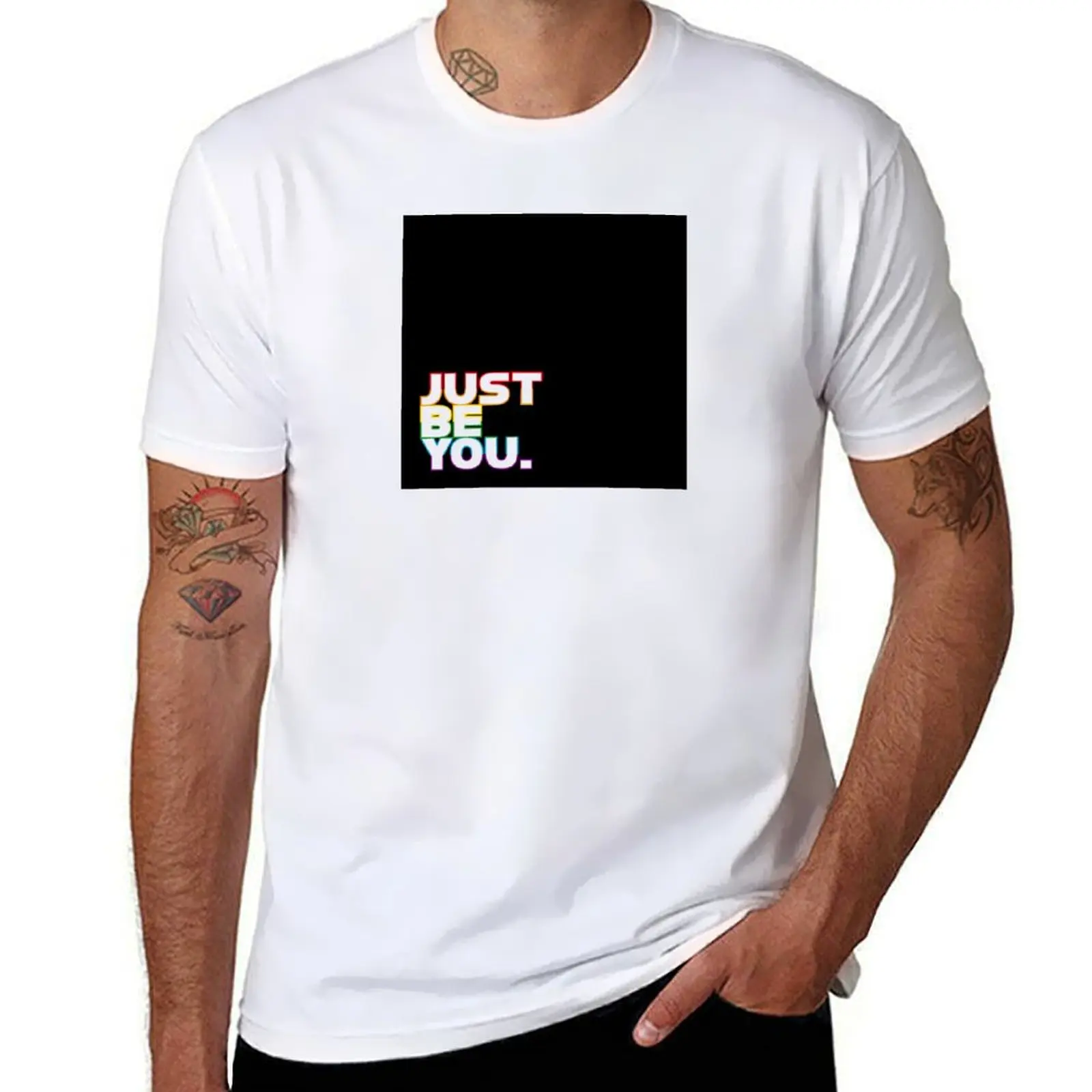 

Just be you pride month print T-Shirt t shirt man cotton anime t shirts oversize t shirt man plain T-shirt