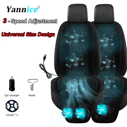 Imagen 1 del producto Cojín delantero de asiento de aire frío para coche, USB12V/24V, asiento de ventilador de coche de refrigeración rápida Universal, ajuste de 3 velocidades, cojín de asiento ventilado para coche