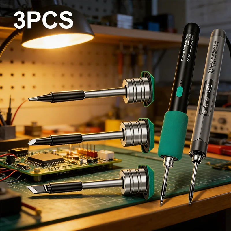 Lötspitzen 3-teiliges Set, passend für die meisten 5V/USB-betriebenen Mini-Lötkolben, unverzichtbare Ersatzteile für Elektronik-Hobbyisten und die Arbeit im Feld