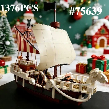 

Набор строительных блоков «Пиратский корабль» 75639, совместимый с деталями Lego, идеально подходит для рождественских подарков, 1376 деталей.