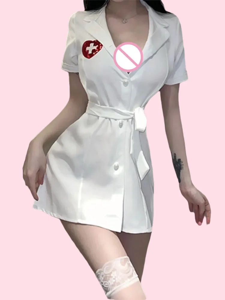 

Sexy porno lingerie crotchless nurse outfit flirting couples' role-playing uniforms Stocking accessories hot Erotic costume 18+