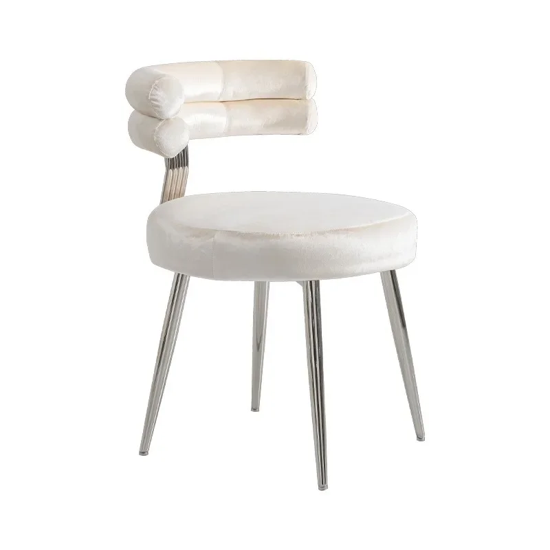 Stainless Steel Dining Chair Commercial Hotel Restaurant Chair White Beauty Salon Nail Salon Makeup Back Chair