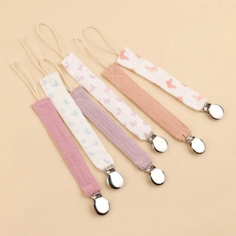 

U13F 6pcs Baby Dummy Clip Pacifier Chain Pacifier Holder Toddlers Newborns Teether Clip Cotton Soother Chain Pacifier Strap