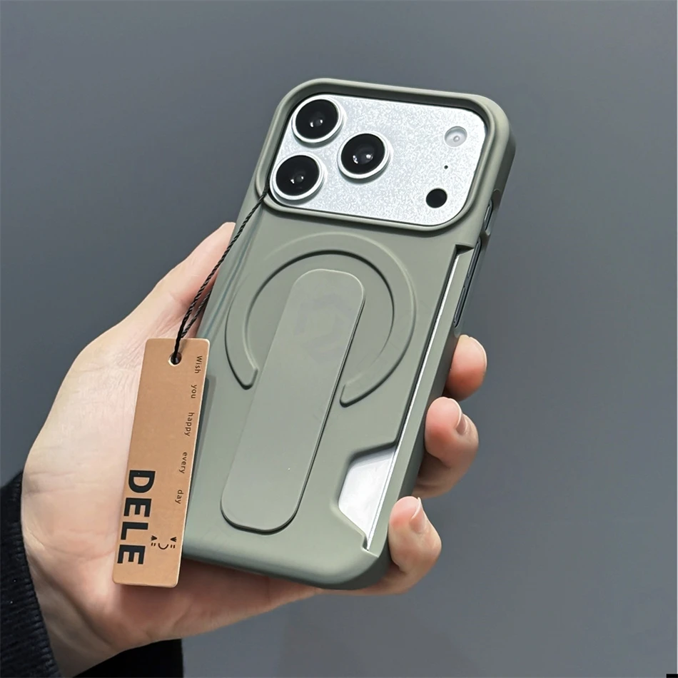 Für Magsafe Slide Elastisches Armband Kartenfach-Hülle für iPhone 17 16 15 14 18Pro Max Magnetisches Laden Glatte Oberfläche Harte Standhülle – Detail 3