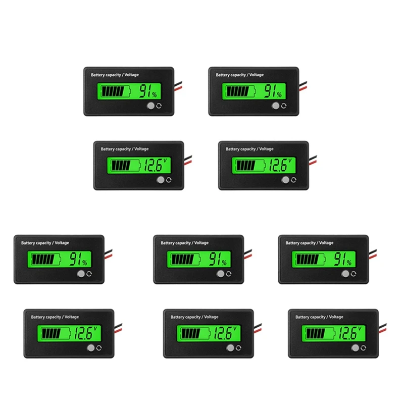 HOT SALE 10Pcs DC 12V 24V 36V 48V 72V Battery Meterbattery Capacity Voltage Indicator Lead-Acid And Lithium Ion Battery Indicato