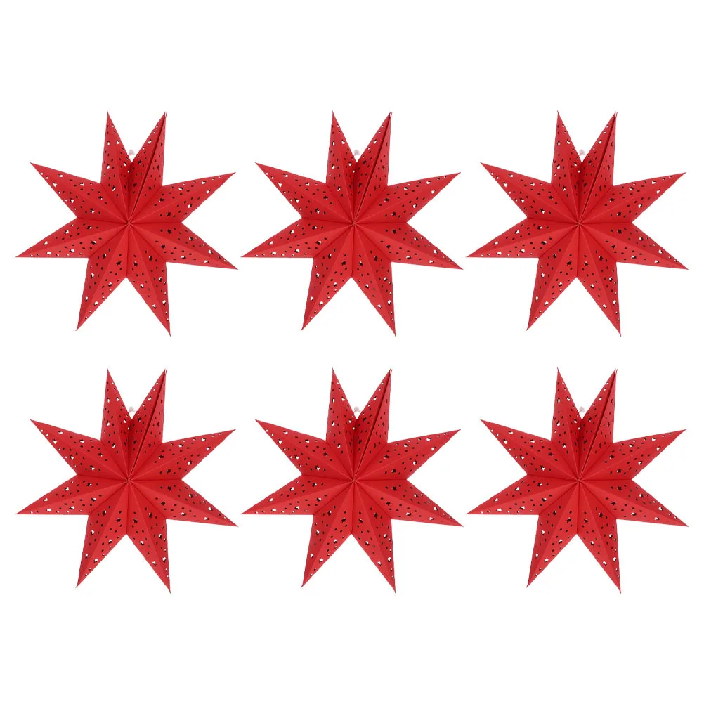 

6pcs 35Cm Paper Star Lantern Foldable Nine-Pointed Lampshade For Christmas Wedding Party Home Decor Hanging Star Light Indoor