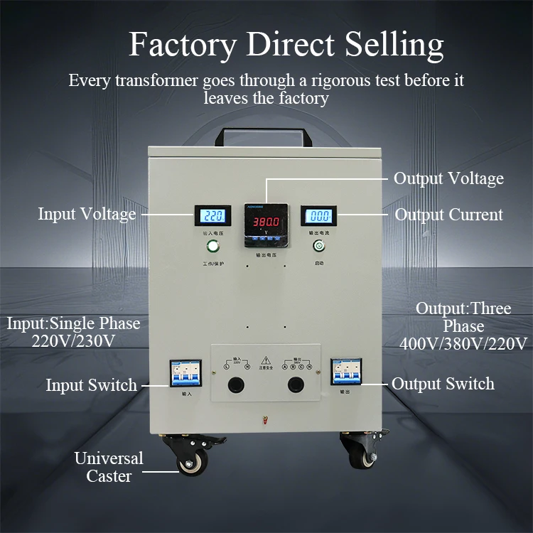 Konwerter fazowy wysokiej jakości, transformator napięcia podwyższający napięcie z 2-fazowego na 3-fazowy, 220V na 380V, 220V na 400V, 15kW 15kVA 20kW 20kVA