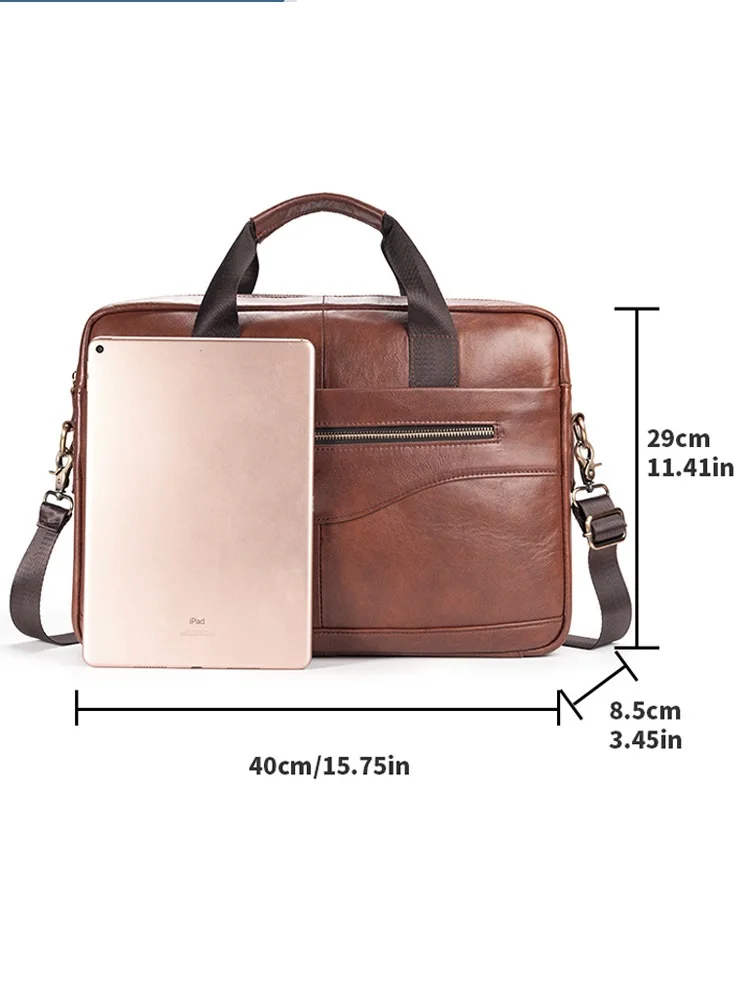 Clssice Valigetta per laptop in vera pelle Borsa per laptop grande in pelle di mucca per uomo Borsa a tracolla o a tracolla da uomo d'affari