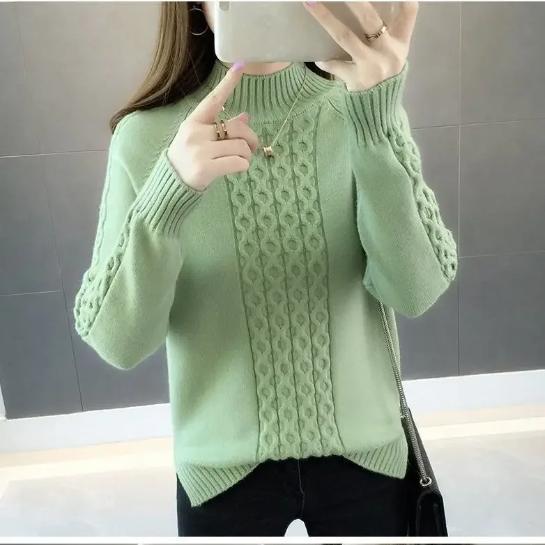 Half High Collar Warm Sweaters Women Spring Autumn Winter Korean Fashion Casual Nice Woman Female OL Cute Turtleneck Pullover