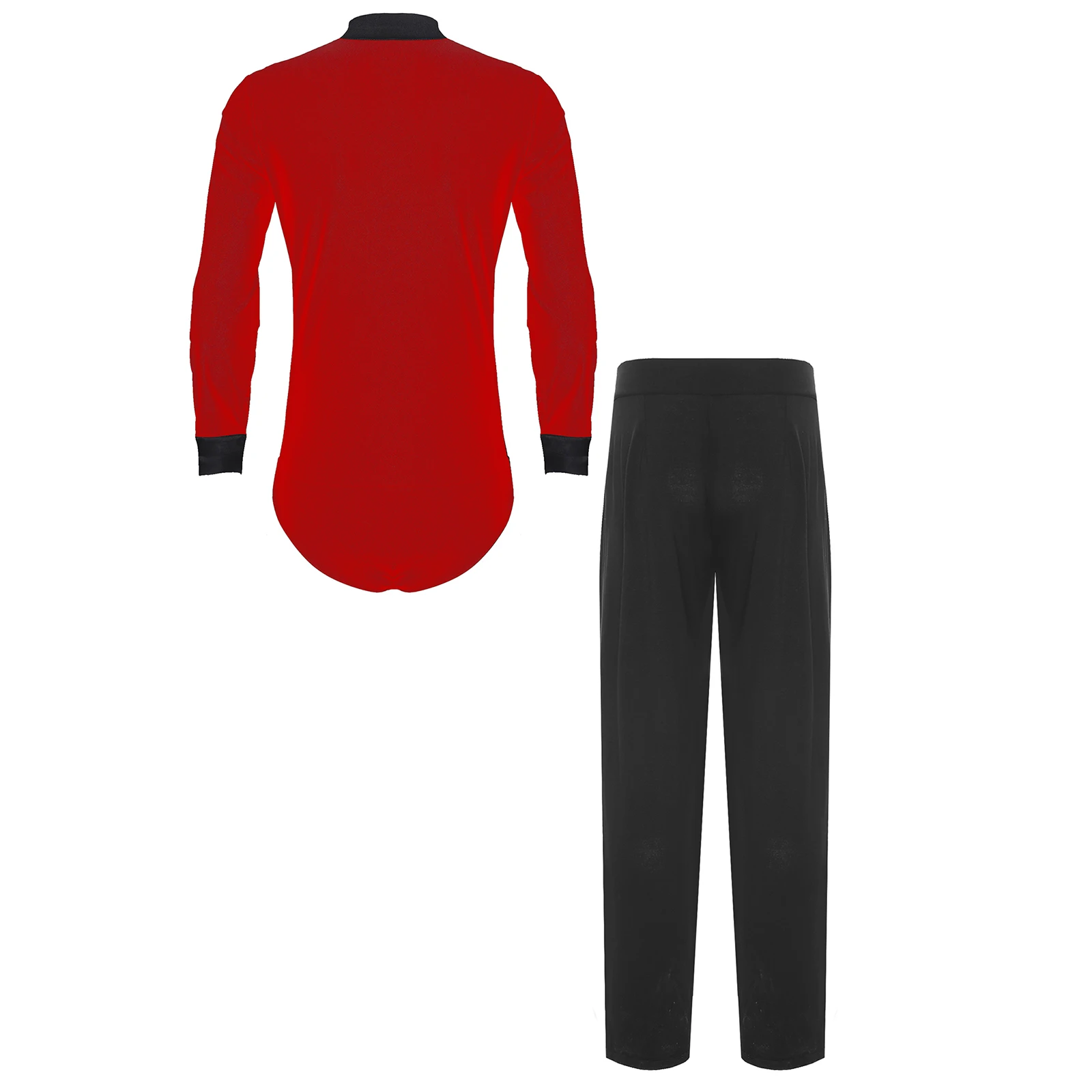 رجل اللاتينية الباليه ملابس رقص الجمباز مجموعات الجمباز كاملة حجر الراين ارتداءها مع السراويل الطويلة لقاعة الرقص زي